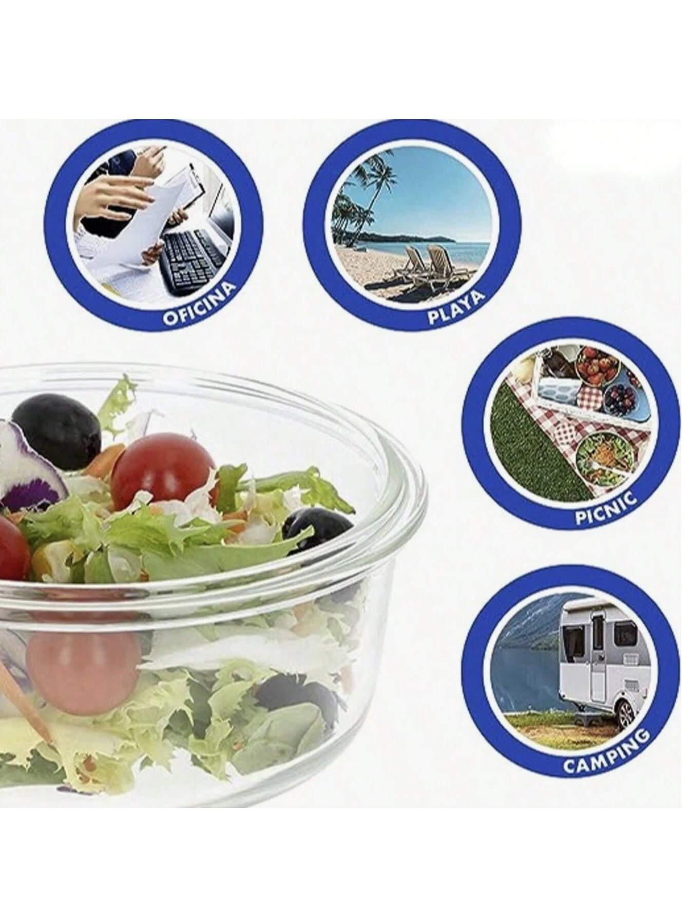 Set de 6 recipientes de vidrio con tapa hermética|Diseño transparente de vidrio templado grueso, resistente al calor y con cierre seguro a prueba de fugas