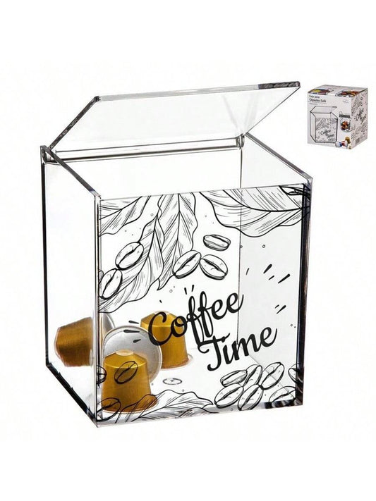 Dispensador de Cápsulas de Café en Metacrilato COFFEETIME de 13 cm, Organizador Transparente y Compacto para Cápsulas de Café, Diseño Elegante y Resistente, Ideal para Cocina, Oficina y Espacios de Café, Fácil Acceso y Almacenamiento Ordenado