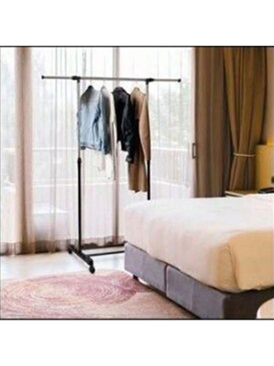 「Perchero de Metal Ajustable」- Altura regulable | Gran capacidad de carga | Diseño con ruedas para fácil movilidad | Estructura metálica resistente | Ahorro de espacio | Instalación sin perforación | Antióxido y duradero | Estilo moderno y minimalista