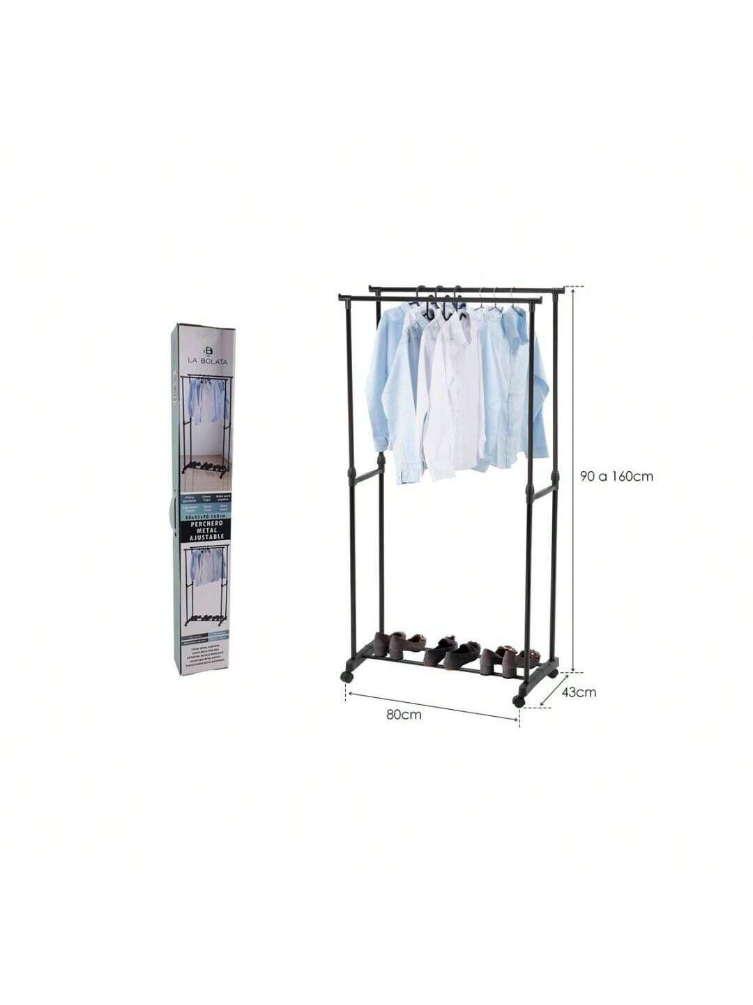 Perchero Ajustable con Ruedas Estante para Ropa Multifuncional Altura Regulable con Estante de Almacenamiento Portátil y Plegable Tendedero de Pie Liviano y Resistente Organizador de Ropa para Dormitorio Balcón
