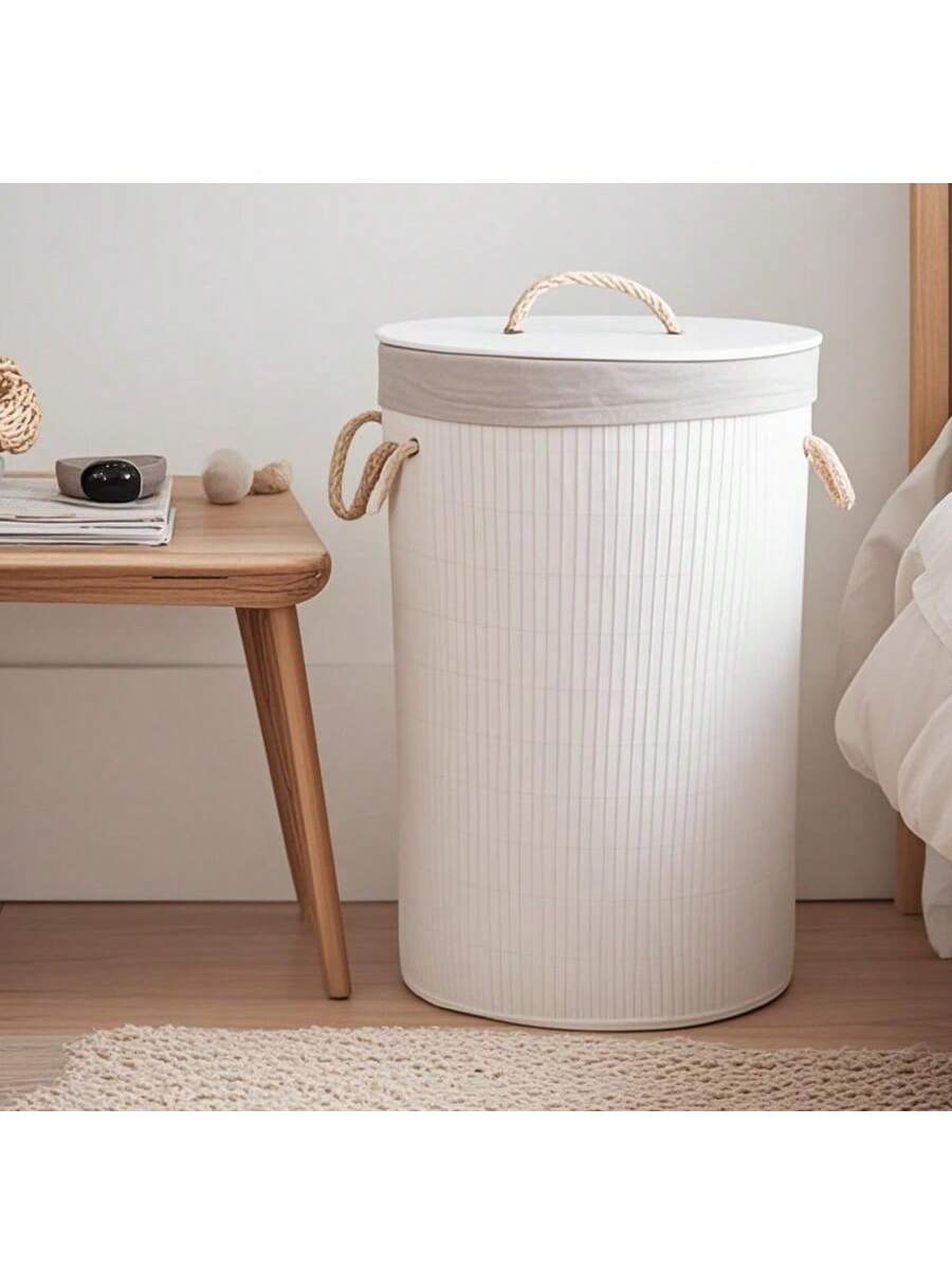 Cesto de ropa sucia de bambú tejido, gran capacidad, organizador de ropa plegable y portátil, con tapa y asas, transpirable, resistente a la humedad, ecológico, con bolsa interior desmontable