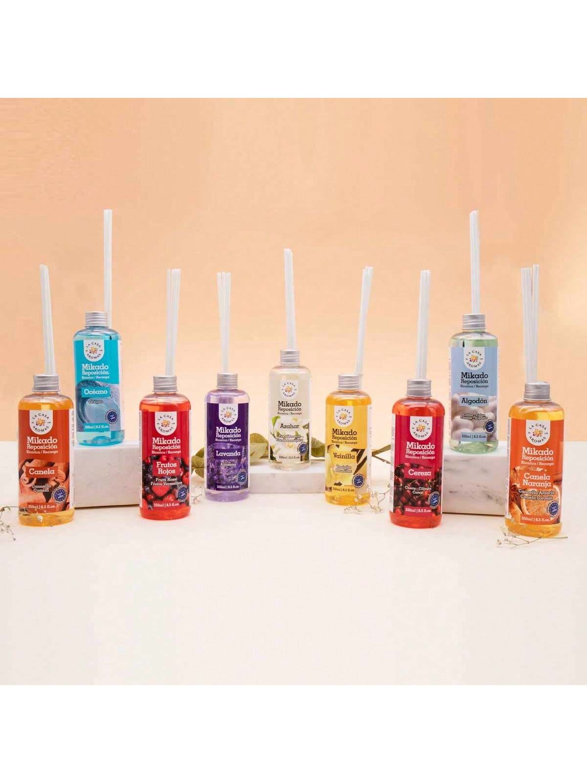 Mikado Reposicion | Recarga de Aroma para Difusor 250ml | Ambientador de Larga Duración, Sin Fuego, Purificador de Aire, Aceite Esencial Natural, Eliminador de Olores, Ideal para Hogar, Dormitorio, Salón, Baño, Oficina, Coche, Hoteles