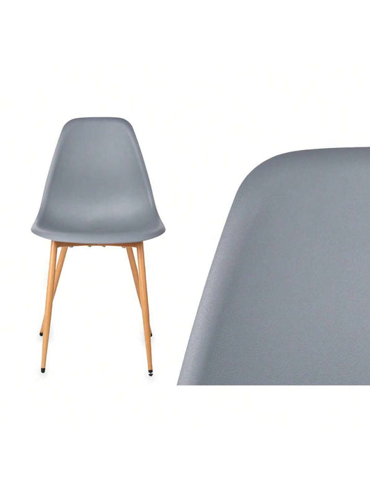 Pack de 4 Sillas Modernas de Comedor Estilo Nórdico – Asiento Gris de Polipropileno, Patas Imitación Madera, Sillas para Cocina, Sala, Oficina, Restaurante, Decoración Minimalista
