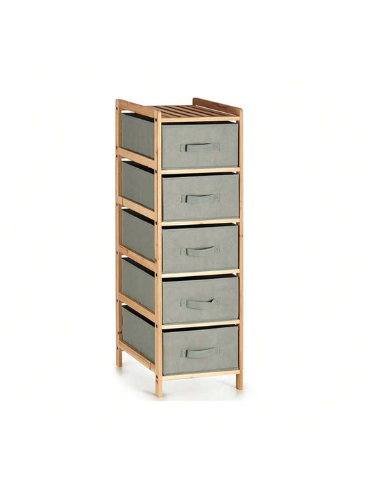 Gabinete de almacenamiento con cajones de tela, estructura de madera, estilo moderno en color verde, organizador plegable para ropa y objetos, ideal para dormitorio, sala, balcón, apartamentos pequeños
