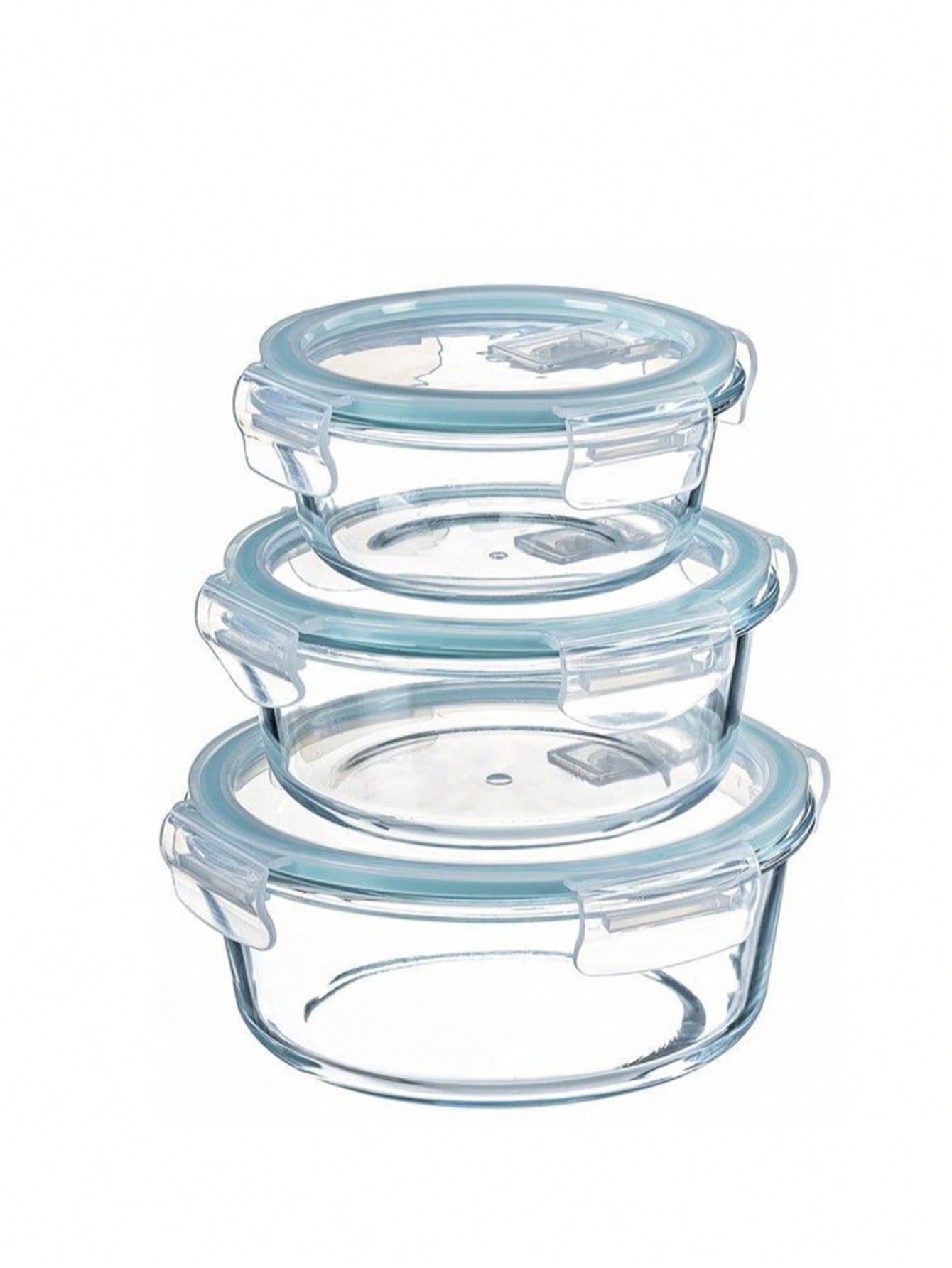 Juego de 3 Recipientes de vidrio resistente al calor con tapa hermética – Set de fiambreras redondas transparentes para microondas y refrigerador (370ml + 640ml + 930ml), ideal para almacenamiento de alimentos en casa o en la oficina