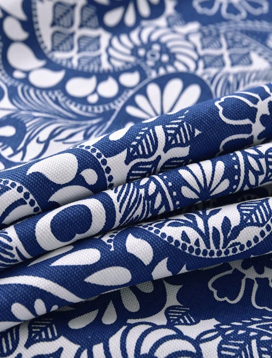 Funda Protectora para Colchón  Ajustable con Elástico, Antiácaros, Antipolvo, Hipoalergénica, Transpirable y Suave al Tacto, Lavable y Fácil de Limpiar, Antideslizante, Ideal para Todo el Año, Diseño Floral Azul Moderno