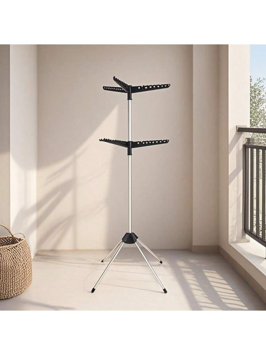 Tendedero giratorio de dos niveles Secador de ropa plegable Perchero de pie para interior y exterior Barra de secado extensible portátil Tendedero de gran capacidad con 54 ganchos Soporte multifuncional para colgar ropa Instalación sin herramientas