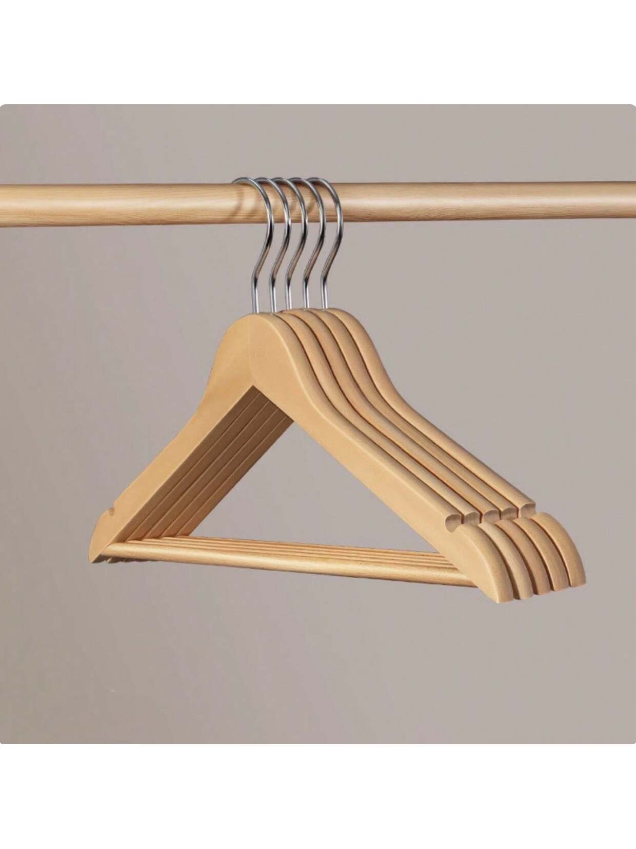 Percha de madera maciza  Perchas de madera gruesas y resistentes para hogar, antideslizantes, sin marcas en hombros, ideales para armarios