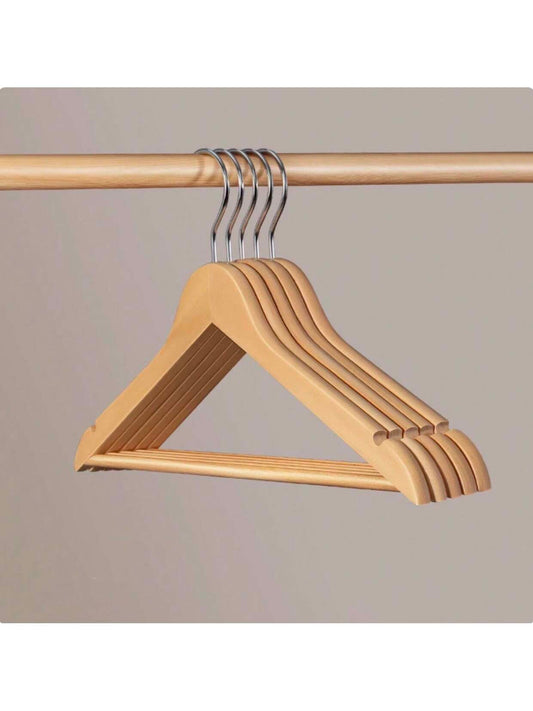 Percha de madera maciza  Perchas de madera gruesas y resistentes para hogar, antideslizantes, sin marcas en hombros, ideales para armarios