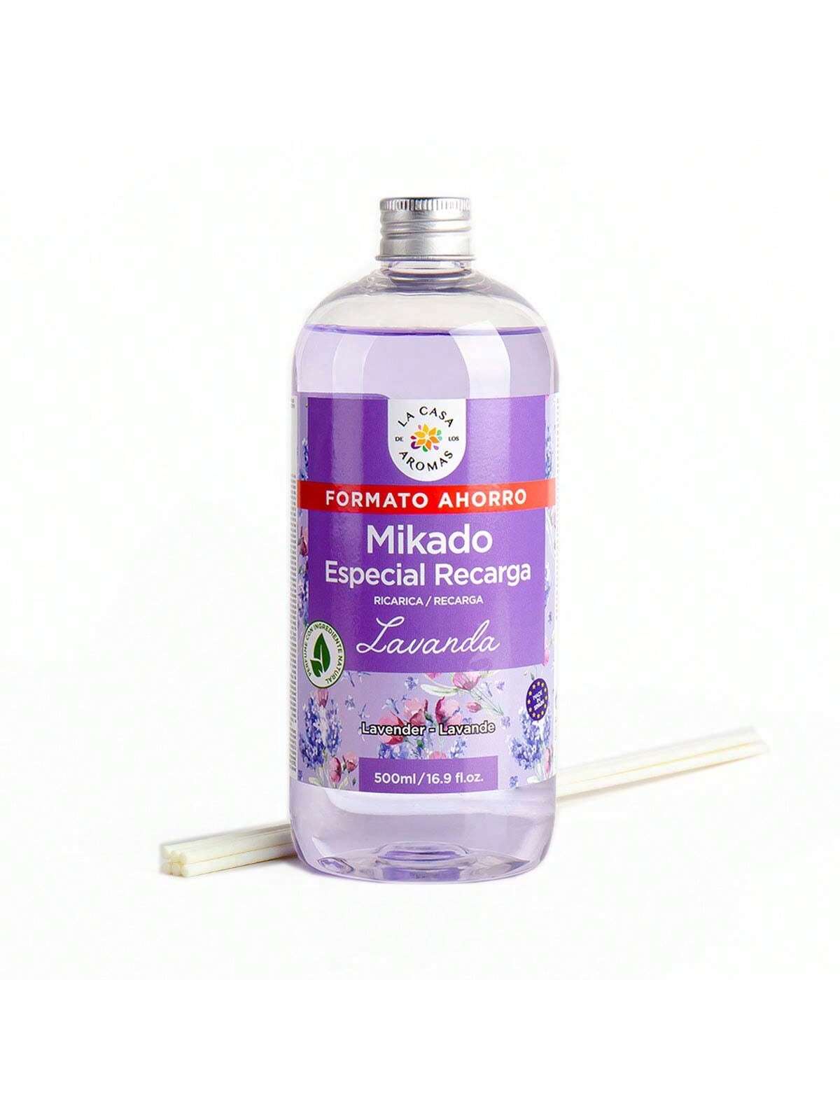 Mikado Reposicion | Recarga de Aroma 500ml para Difusor de Varillas | Fragancia Duradera y Natural | Aceite Esencial | Ambientador sin Fuego | Purificador de Aire | Eliminador de Olores | Apta para Hogar, Baño, Dormitorio, Oficina, Hotel
