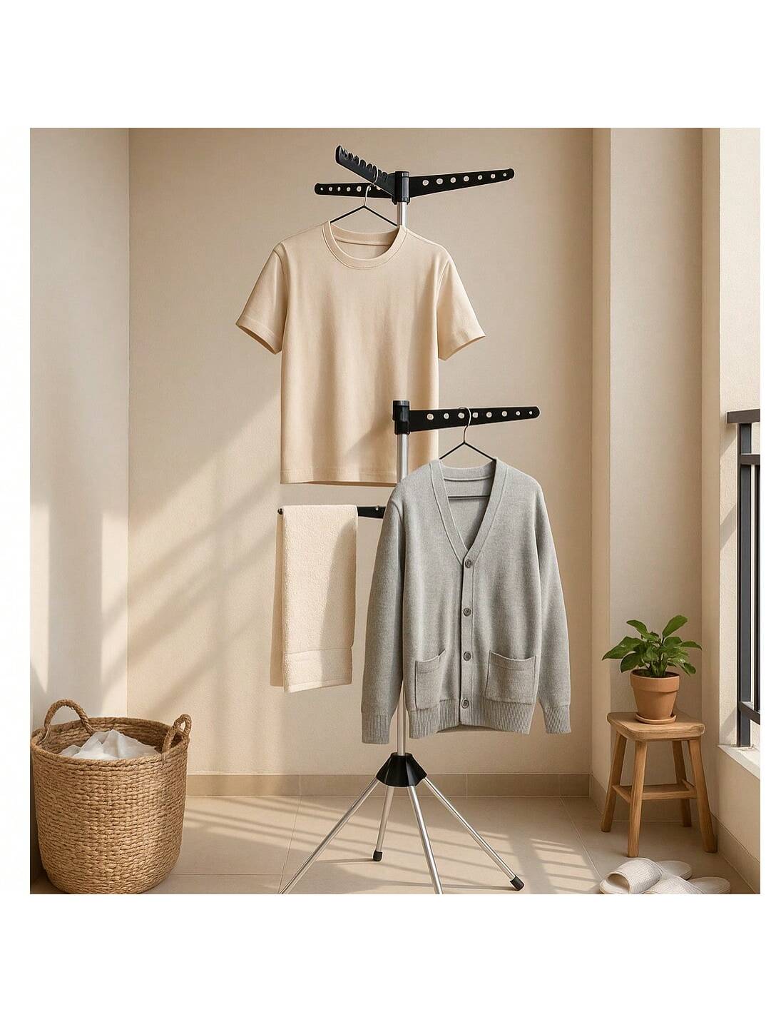 Tendedero giratorio de dos niveles Secador de ropa plegable Perchero de pie para interior y exterior Barra de secado extensible portátil Tendedero de gran capacidad con 54 ganchos Soporte multifuncional para colgar ropa Instalación sin herramientas