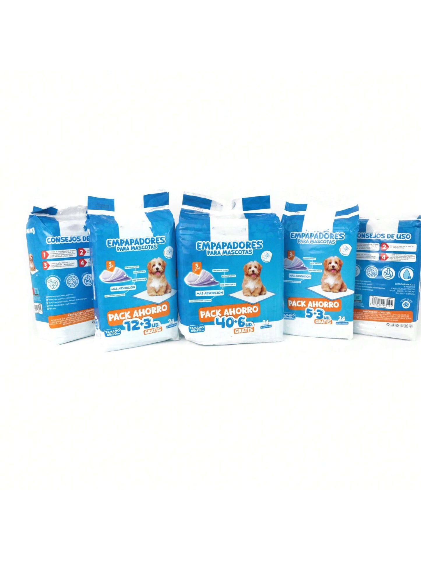 Empapadores para Mascotas Pack Ahorro 40+6 uds | Disponibles en 40*50cm / 60*60cm / 60*90cm | Súper absorbentes | Diseño a prueba de fugas | Bloqueo rápido de líquidos