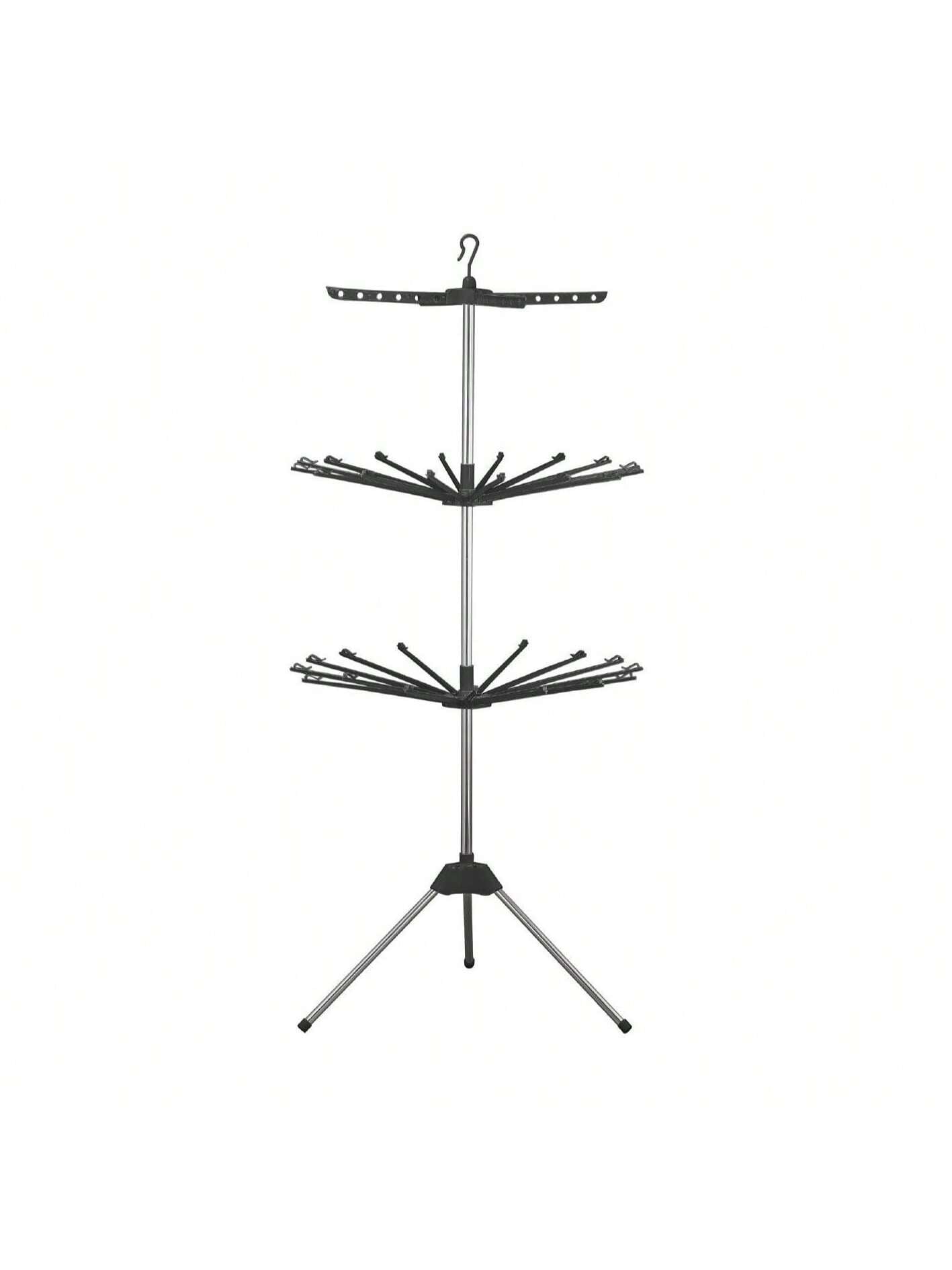 Tendedero giratorio de tres niveles Perchero plegable para balcón Secador de ropa multifuncional para interior y exterior Barra de secado ajustable y extensible Gran capacidad para el hogar Estante resistente al viento Secador de ropa portátil