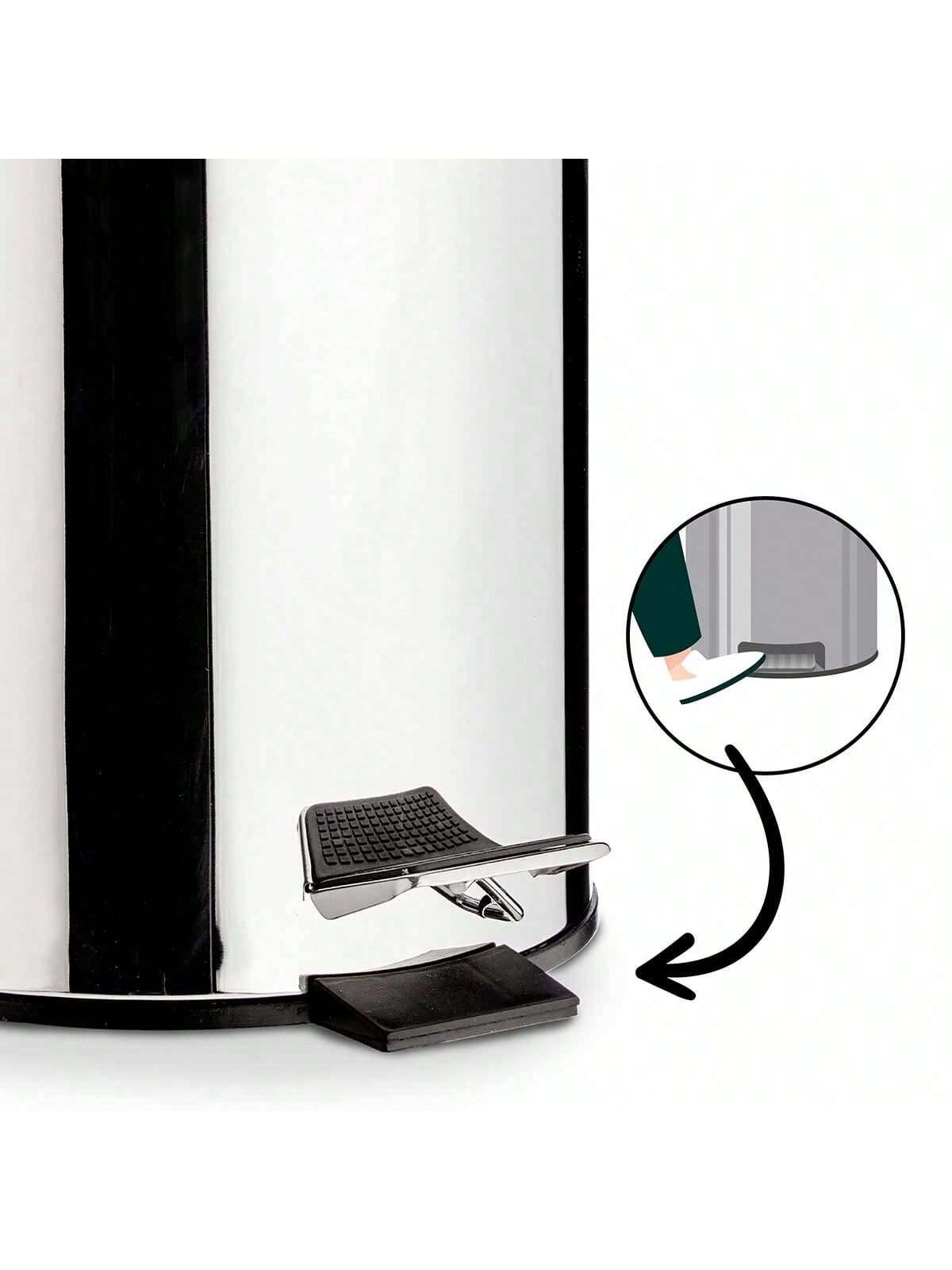 Papelera de Baño Inoxidable con Pedal 3L – Cubo de Basura Cromado, Acero Inoxidable, con Cubeta Interior Extraíble, Fácil Limpieza, Tapa Automática, Antihuellas, Compacta y Moderna, Ideal para Baño, Cocina, Oficina, Dormitorio, Hogar