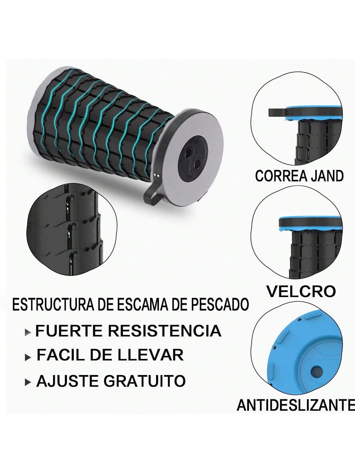 【Versión Mejorada】Taburete Plegable y Extensible Portátil - Silla Plegable Ajustable Multifuncional para Exteriores, Pesca, Camping, Picnic, Barbacoa y Viajes - Taburete Bajo para Hogar y Cocina, Ultraligero, Resistente
