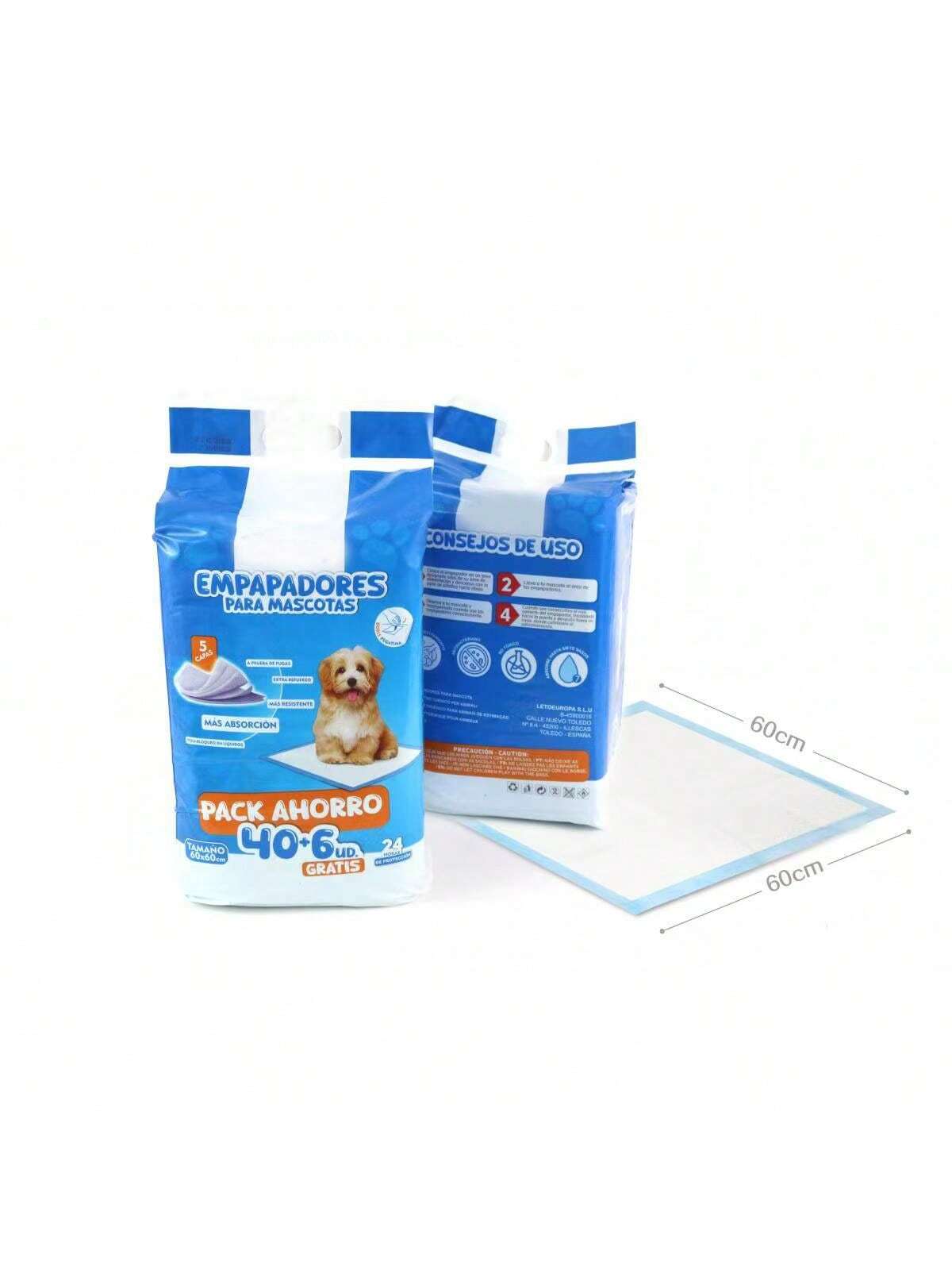 Empapadores para Mascotas Pack Ahorro 40+6 uds | Disponibles en 40*50cm / 60*60cm / 60*90cm | Súper absorbentes | Diseño a prueba de fugas | Bloqueo rápido de líquidos