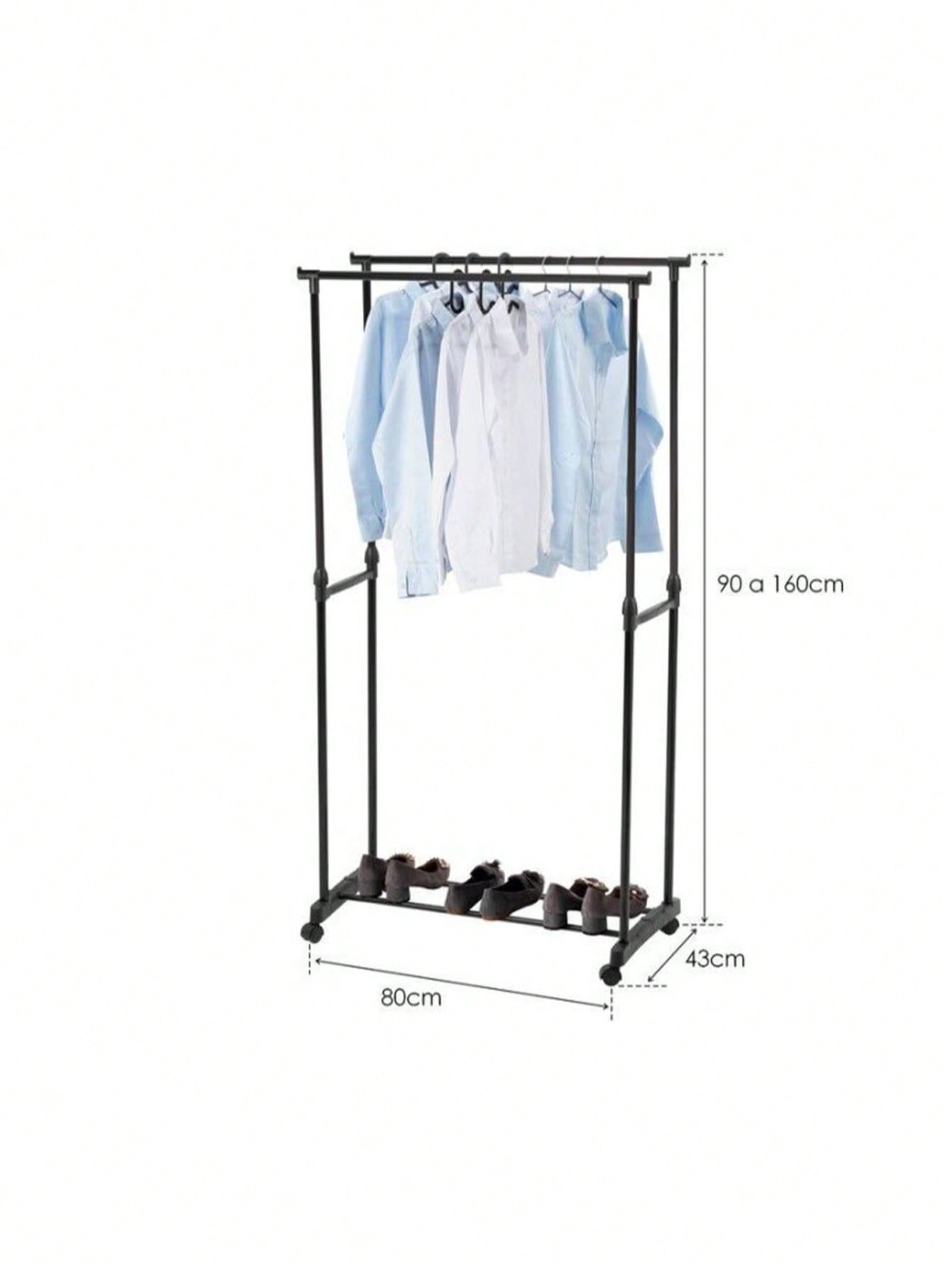 Perchero Ajustable con Ruedas  Estante para Ropa Multifuncional Altura Regulable con Estante de Almacenamiento Portátil y Plegable Tendedero de Pie Liviano y Resistente Organizador de Ropa para Dormitorio Balcón