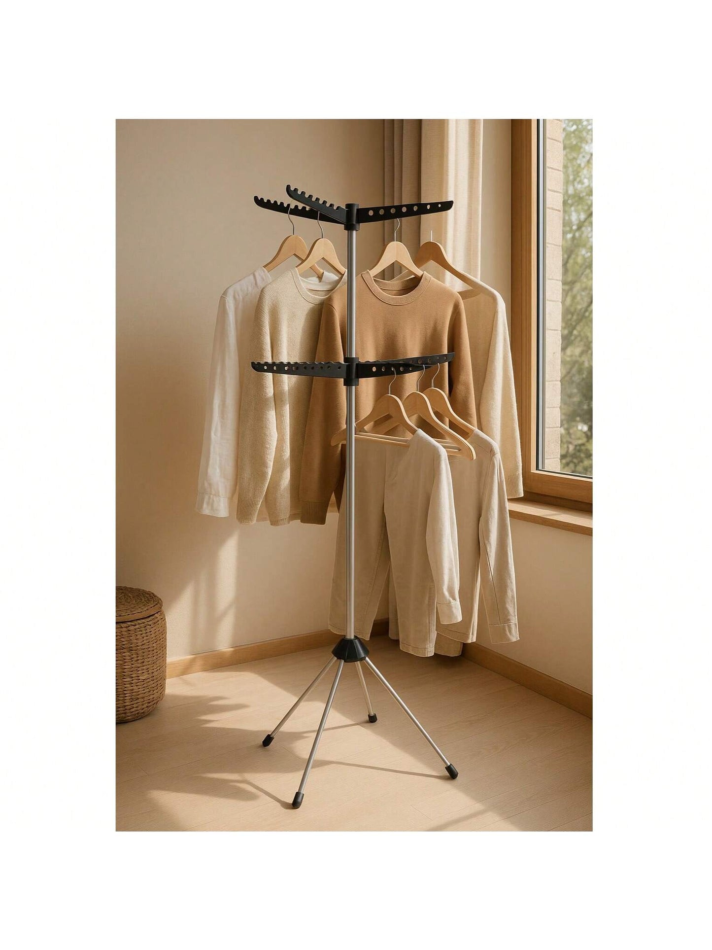 Tendedero giratorio de dos niveles Secador de ropa plegable Perchero de pie para interior y exterior Barra de secado extensible portátil Tendedero de gran capacidad con 54 ganchos Soporte multifuncional para colgar ropa Instalación sin herramientas