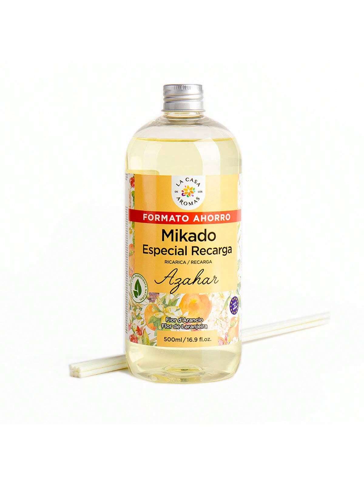 Mikado Reposicion | Recarga de Aroma 500ml para Difusor de Varillas | Fragancia Duradera y Natural | Aceite Esencial | Ambientador sin Fuego | Purificador de Aire | Eliminador de Olores | Apta para Hogar, Baño, Dormitorio, Oficina, Hotel