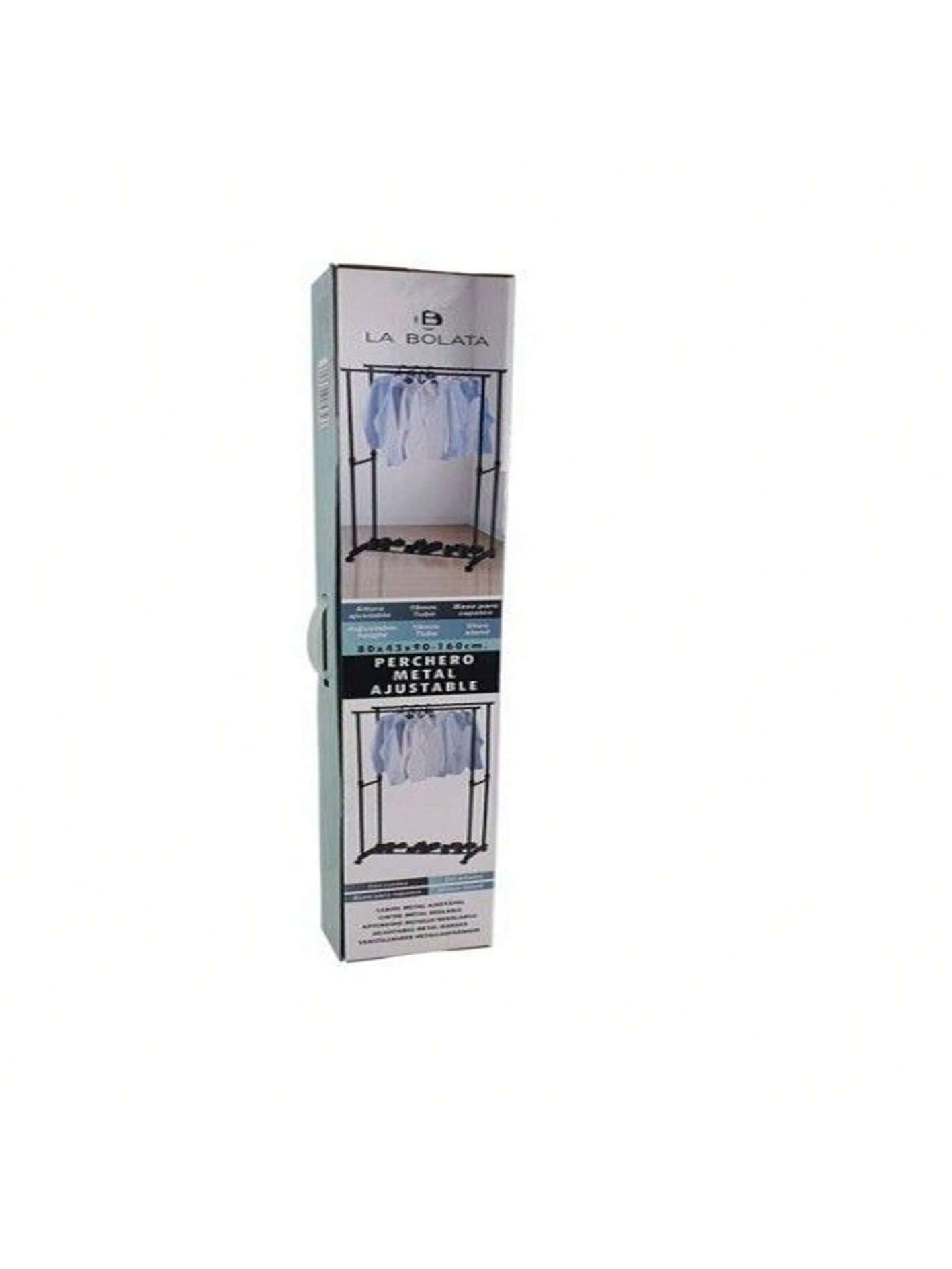 「Perchero de Metal Ajustable de Doble Barra」— Altura regulable | Diseño de doble barra | Ruedas para fácil movilidad | Alta capacidad de carga | Estante inferior para almacenamiento | Ahorro de espacio | Estilo moderno y minimalista