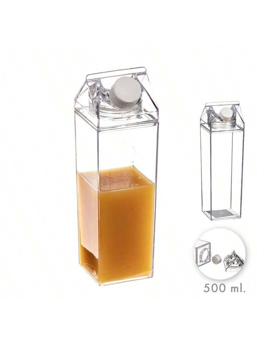 Tetera Brik de Metacrilato Transparente de 500 ml | Diseño Liso y Minimalista | Resistente, Reutilizable y Ecológico | Ideal para Almacenamiento de Líquidos y Bebidas | Perfecto para Uso en Hogar, Oficina o Negocios