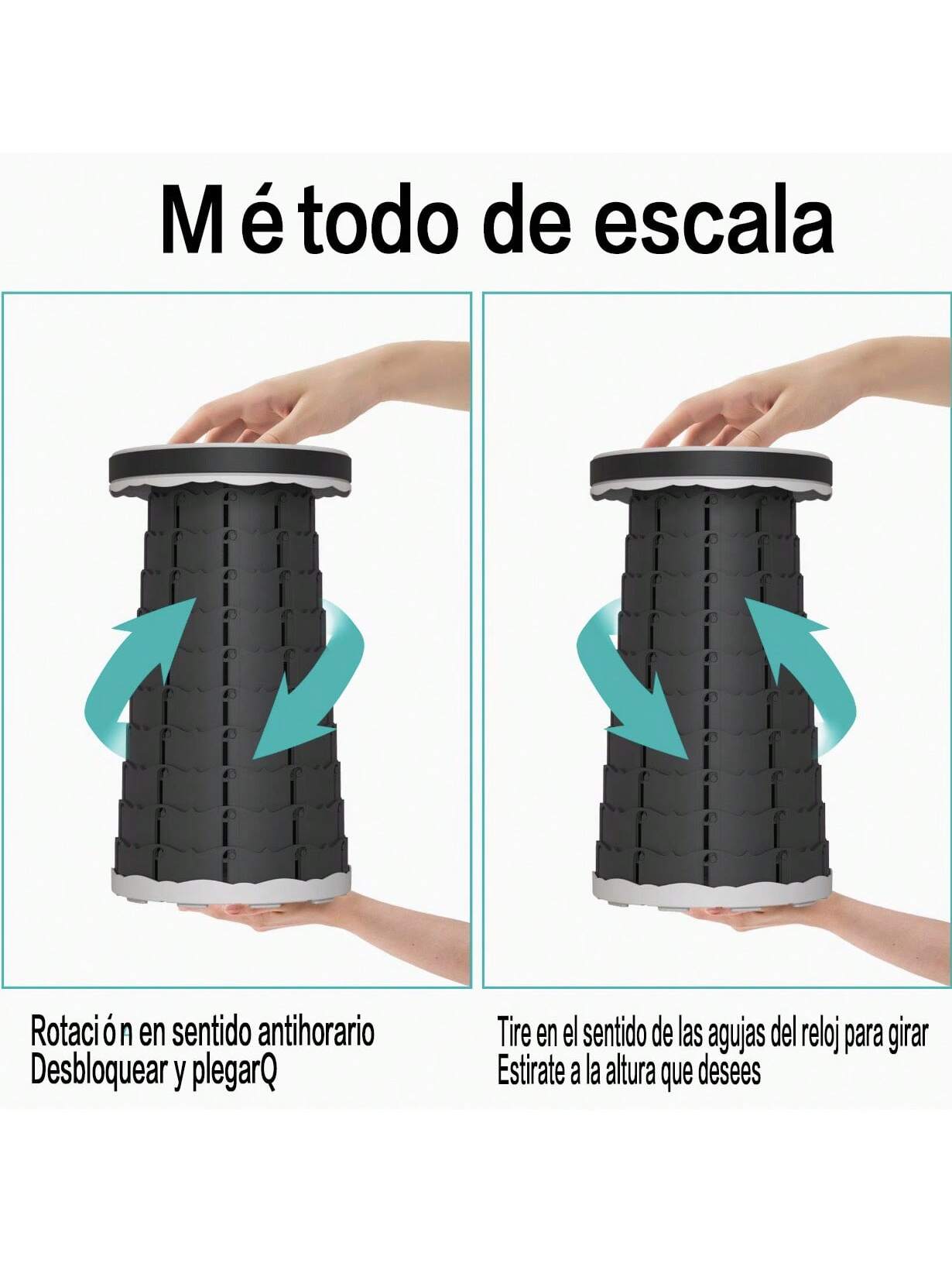 【Versión Mejorada】Taburete Plegable y Extensible Portátil - Silla Plegable Ajustable Multifuncional para Exteriores, Pesca, Camping, Picnic, Barbacoa y Viajes - Taburete Bajo para Hogar y Cocina, Ultraligero, Resistente