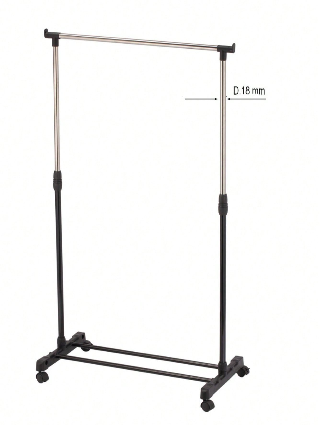 「Perchero de Metal Ajustable」- Altura regulable | Diseño con ruedas | Movilidad 360° | Alta capacidad de carga | Ahorro de espacio | Perchero de barra única | Estructura estable y resistente | Instalación sin perforación