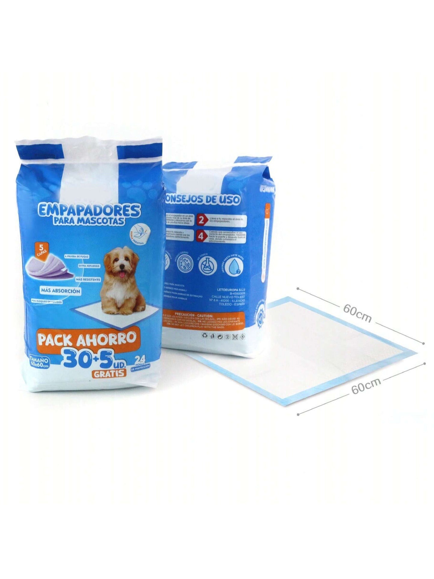 EMPAPADORES PARA MASCOTAS PACK AHORRO 30+5 pcs 40*50cm 60*60cm 60*90cm