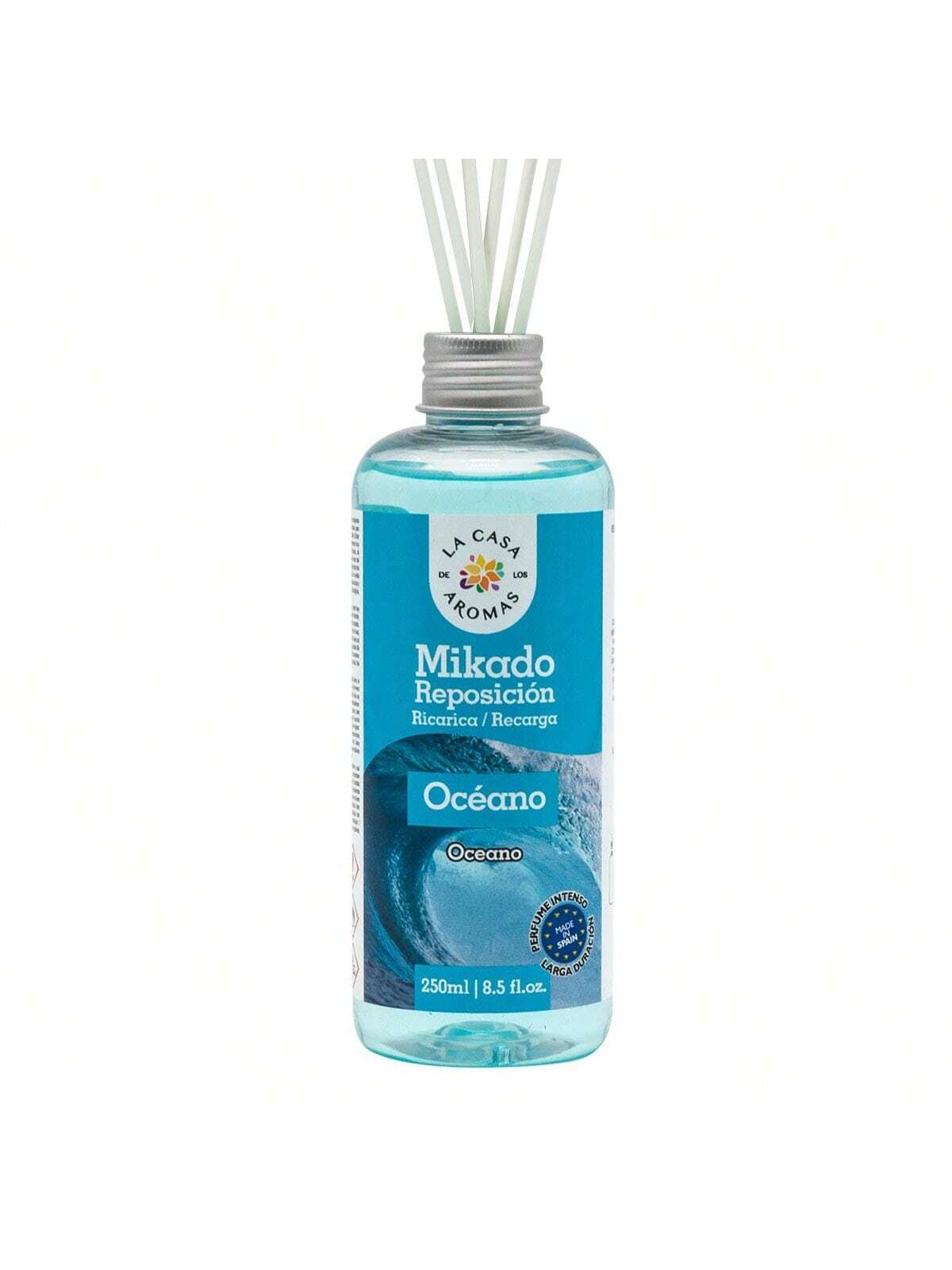 Mikado Reposicion | Recarga de Aroma para Difusor 250ml | Ambientador de Larga Duración, Sin Fuego, Purificador de Aire, Aceite Esencial Natural, Eliminador de Olores, Ideal para Hogar, Dormitorio, Salón, Baño, Oficina, Coche, Hoteles