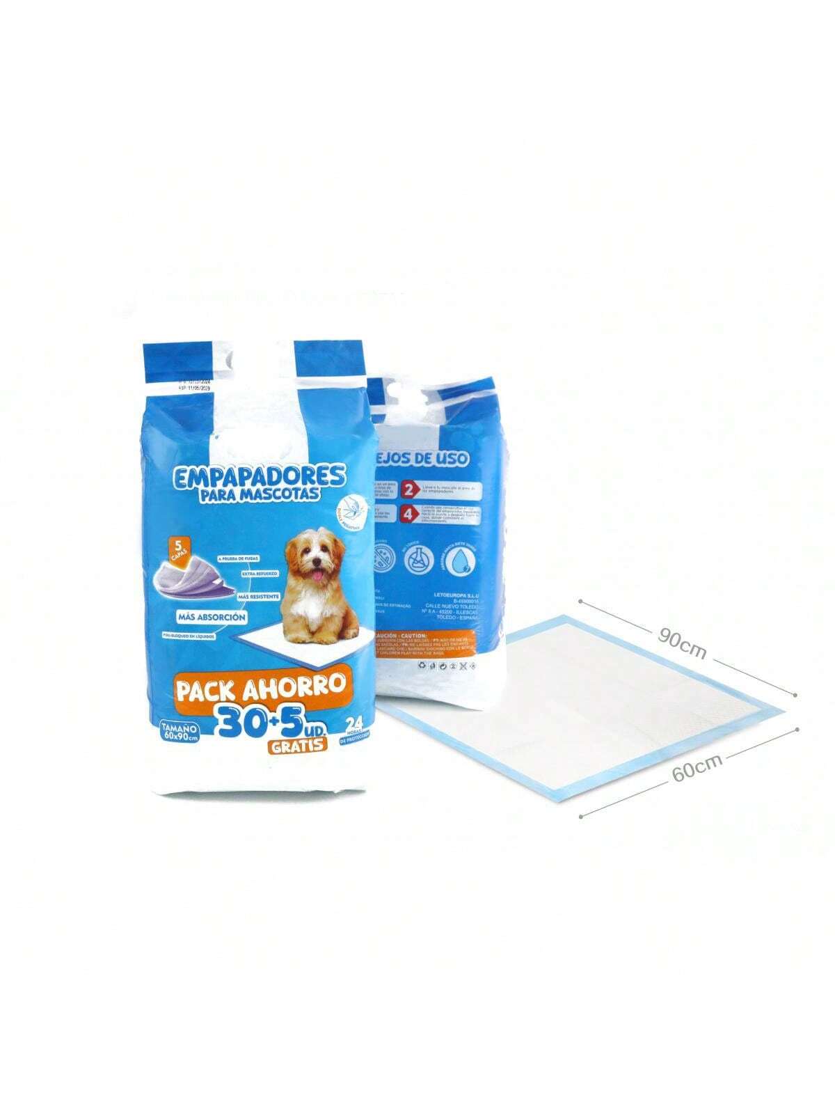 EMPAPADORES PARA MASCOTAS PACK AHORRO 30+5 pcs 40*50cm 60*60cm 60*90cm