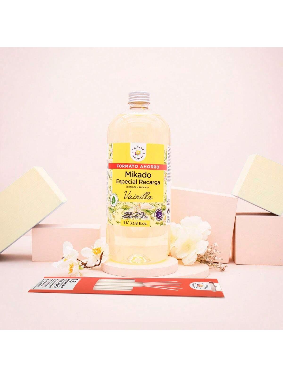 Mikado Reposicion | Recarga de Aroma para el Hogar 1L Gran Capacidad | Difusor de Fragancia Duradera, Aceite Esencial, Ambientador Natural, Eliminador de Olores, Purificador de Aire