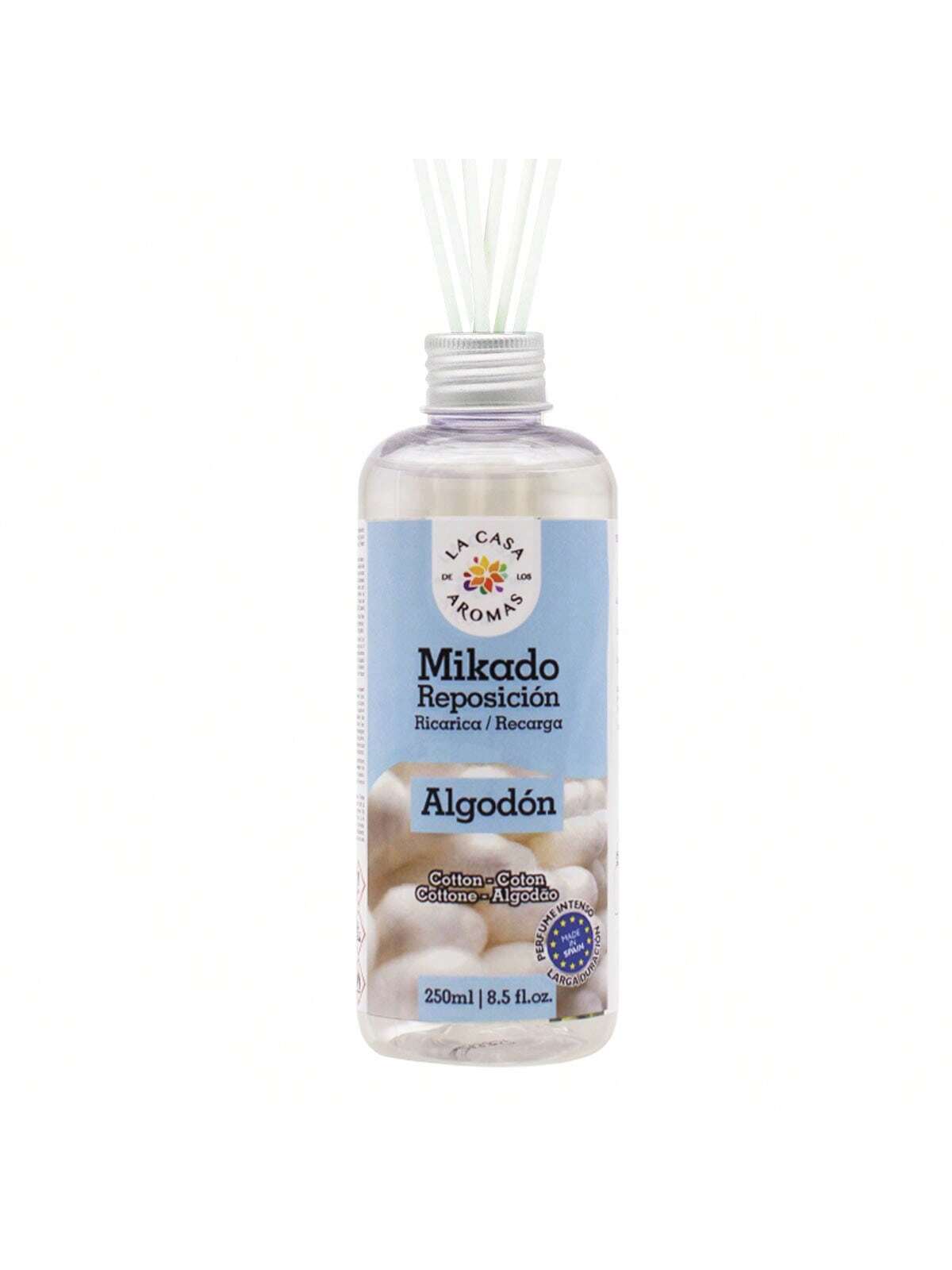 Mikado Reposicion | Recarga de Aroma para Difusor 250ml | Ambientador de Larga Duración, Sin Fuego, Purificador de Aire, Aceite Esencial Natural, Eliminador de Olores, Ideal para Hogar, Dormitorio, Salón, Baño, Oficina, Coche, Hoteles